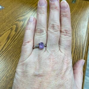 Amethyst and white gold ring